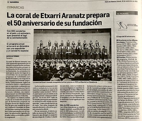 La coral de Etxarri Aranatz prepara el 50 aniversario de su fundacin